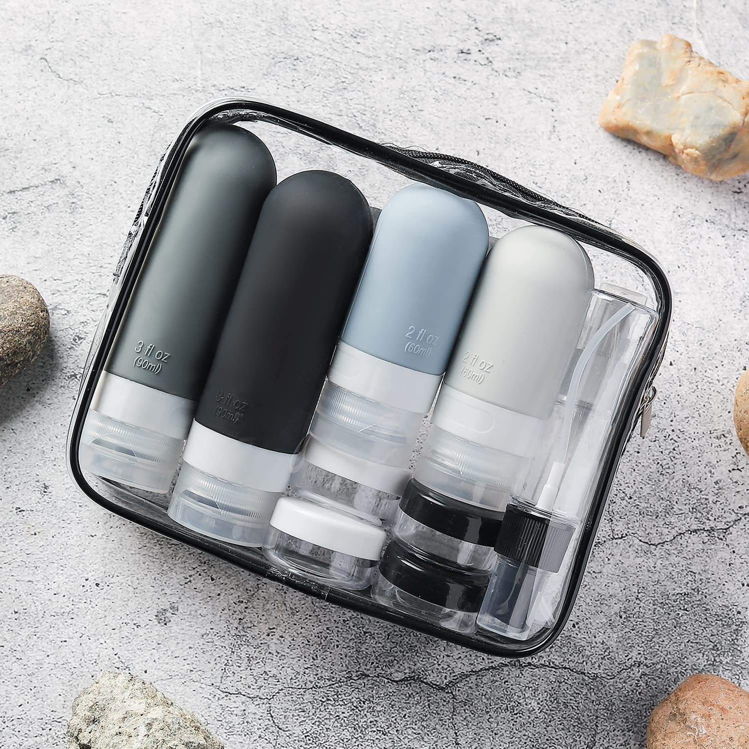 Travel Accessories Toiletry Bag - 16Pcs Travel Containers Leak-Proof Silicone Squeezable
